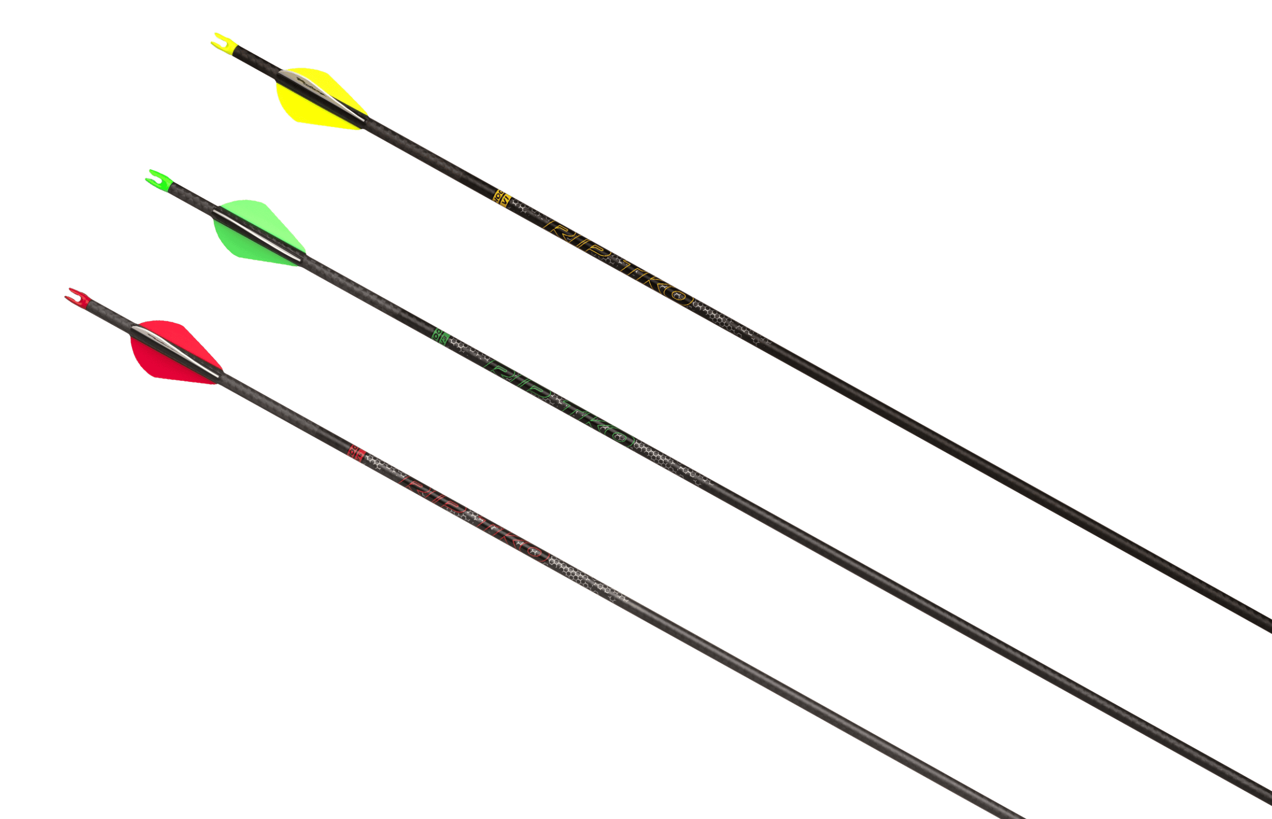 Angled view of a RIP TKO carbon fiber hunting shaft with Top Kill Option technology by Victory Archery.